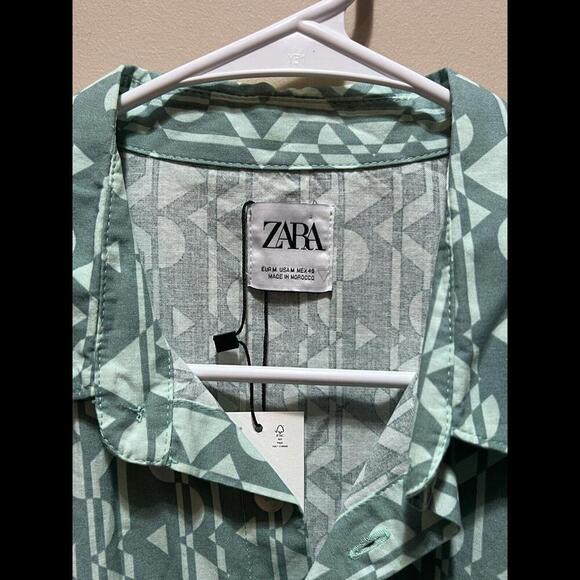 Mens‎ ZARA Abstract Short Sleeve Shirt SIZE M NWT - Picture 3 of 4